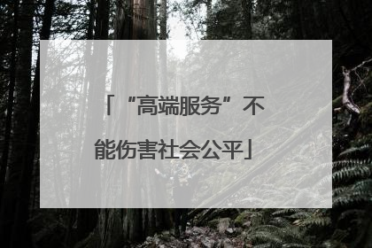 “高端服务”不能伤害社会公平