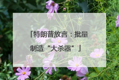 特朗普放言：批量制造“大杀器”