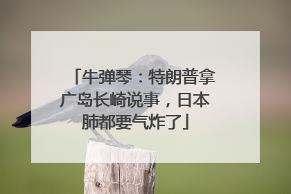 牛弹琴：特朗普拿广岛长崎说事，日本肺都要气炸了
