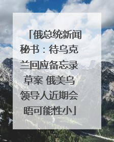 俄总统新闻秘书：待乌克兰回应备忘录草案 俄美乌领导人近期会晤可能性小