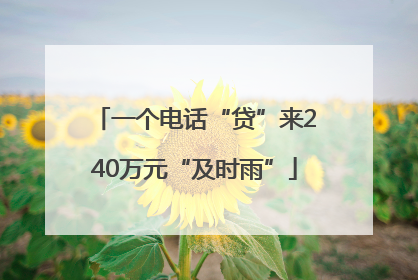一个电话“贷”来240万元“及时雨”
