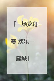 一场龙舟赛 欢乐一座城