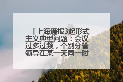 上海通报3起形式主义典型问题：会议过多过频，个别分管领导在某一天同一时段需参加3个会议