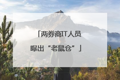 两券商IT人员曝出“老鼠仓”