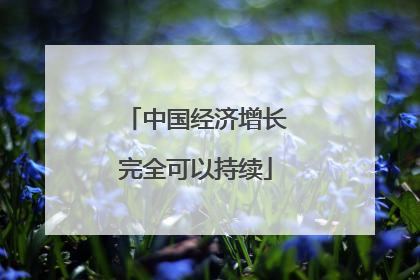 中国经济增长完全可以持续