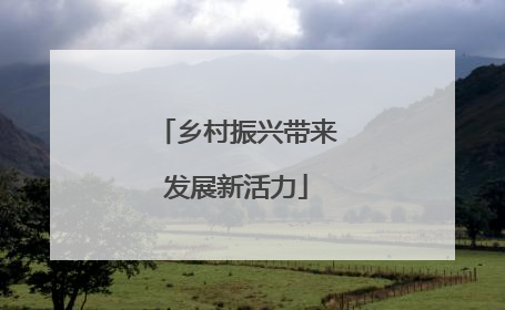 乡村振兴带来发展新活力