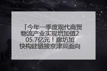 今年一季度现代商贸物流产业实现增加值205.7亿元！廊坊加快构建链接京津冀面向全世界的物流通道