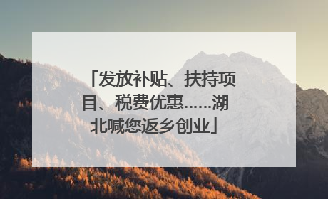 发放补贴、扶持项目、税费优惠……湖北喊您返乡创业