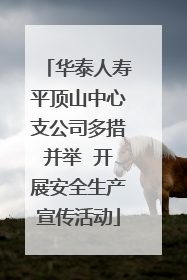 华泰人寿平顶山中心支公司多措并举  开展安全生产宣传活动