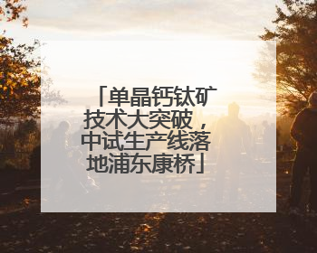 单晶钙钛矿技术大突破，中试生产线落地浦东康桥