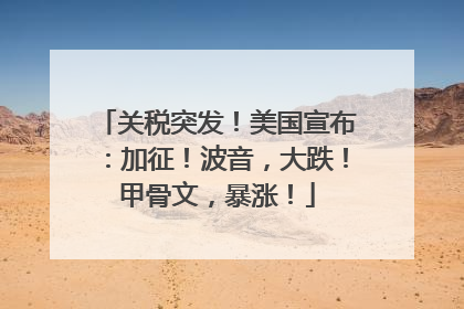 关税突发！美国宣布：加征！波音，大跌！甲骨文，暴涨！