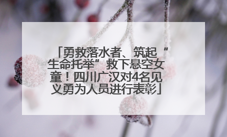 勇救落水者、筑起“生命托举”救下悬空女童！四川广汉对4名见义勇为人员进行表彰
