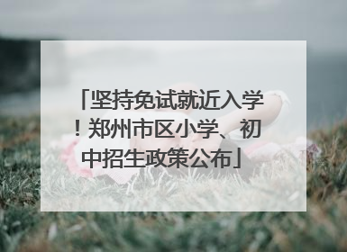坚持免试就近入学！郑州市区小学、初中招生政策公布
