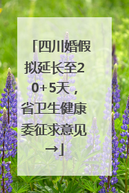 四川婚假拟延长至20+5天，省卫生健康委征求意见→
