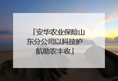 安华农业保险山东分公司以科技护航助农丰收