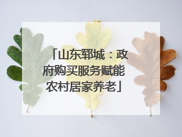 山东郓城：政府购买服务赋能农村居家养老