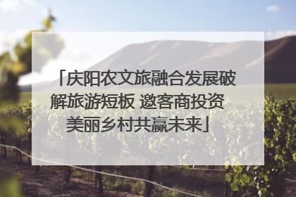 庆阳农文旅融合发展破解旅游短板 邀客商投资美丽乡村共赢未来