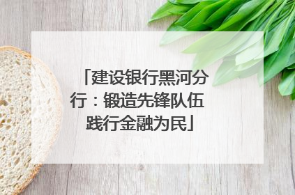 建设银行黑河分行：锻造先锋队伍 践行金融为民