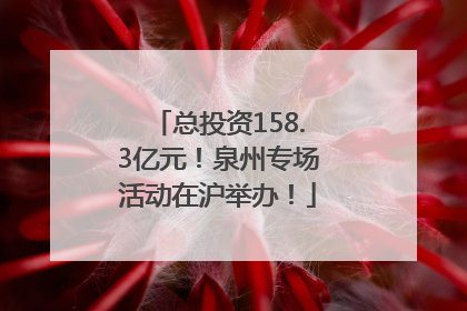 总投资158.3亿元！泉州专场活动在沪举办！
