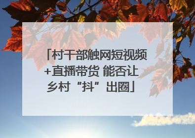 村干部触网短视频+直播带货 能否让乡村“抖”出圈