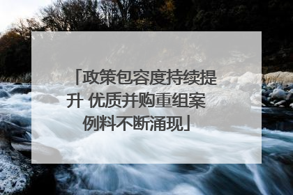 政策包容度持续提升 优质并购重组案例料不断涌现