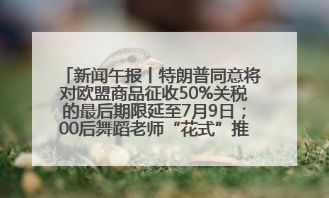 新闻午报丨特朗普同意将对欧盟商品征收50%关税的最后期限延至7月9日；00后舞蹈老师“花式”推介家乡岳阳>>