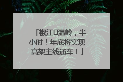 椒江⇌温岭，半小时！年底将实现高架主线通车！
