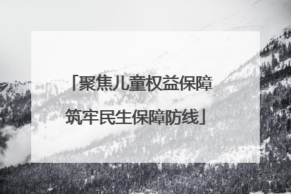 聚焦儿童权益保障 筑牢民生保障防线