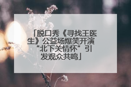 脱口秀《寻找王医生》公益场爆笑开演 “北下关情怀”引发观众共鸣