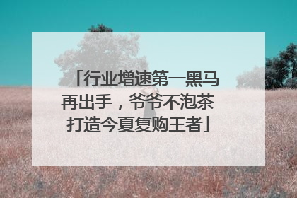 行业增速第一黑马再出手，爷爷不泡茶打造今夏复购王者
