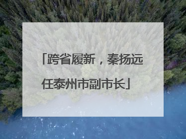 跨省履新，秦扬远任泰州市副市长