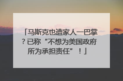 马斯克也遭家人一巴掌？已称“不想为美国政府所为承担责任”！