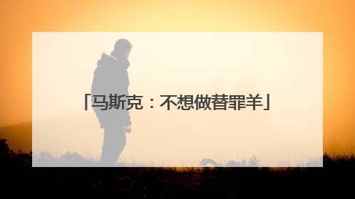 马斯克：不想做替罪羊