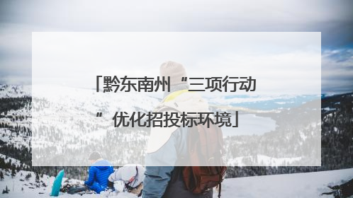 黔东南州“三项行动”优化招投标环境